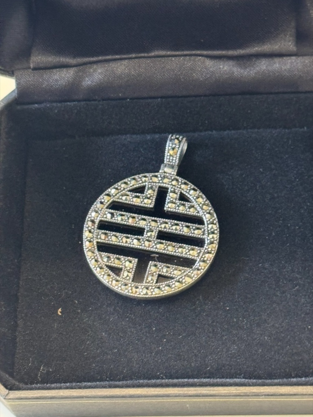 🖤VINTAGE  BLACK ONYX AND MARCASITE PENDANT, NWOT - Picture 11 of 12
